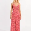 V-Neck Jumpsuit - Red Charlotte