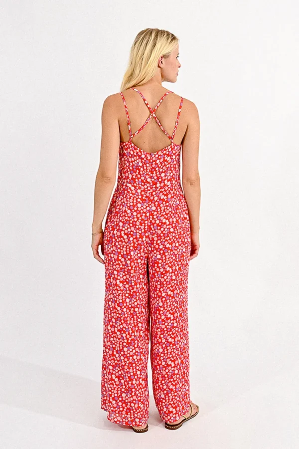 V-Neck Jumpsuit - Red Charlotte
