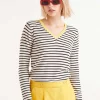V-Neck Striped Sweater - Black/White