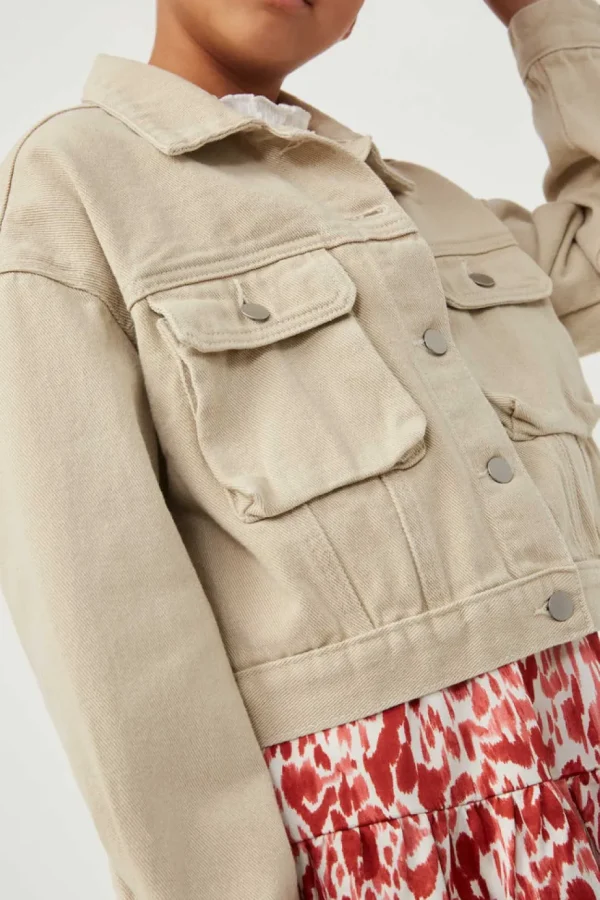 Washed Cargo Stitch Colored Denim Jacket