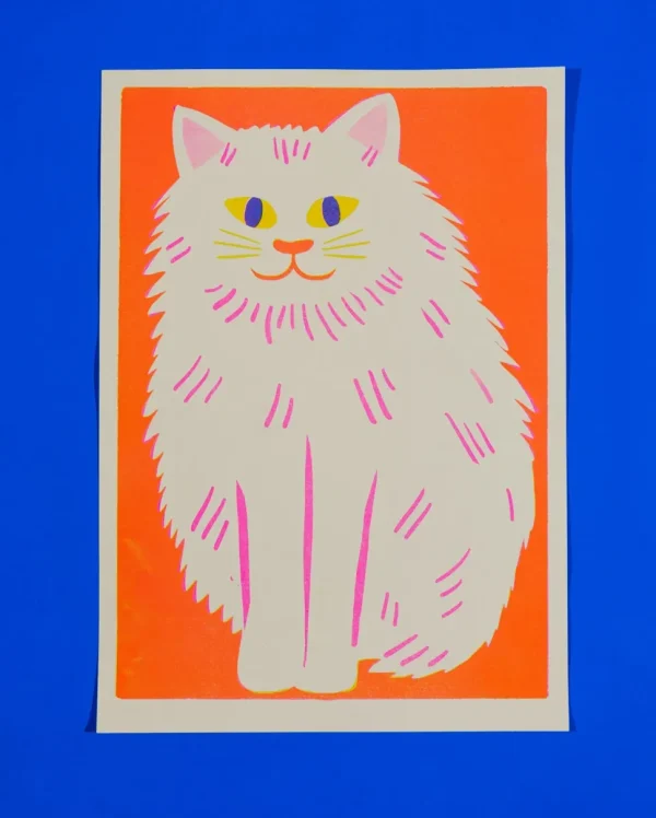 White Cat Print