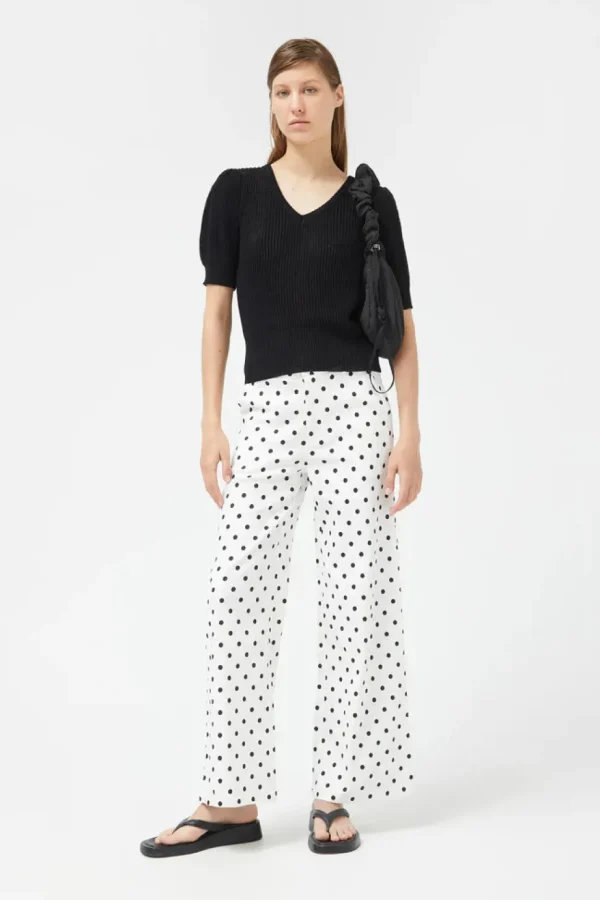 White Polka Dot Straight Jeans