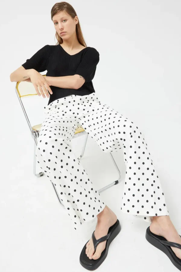 White Polka Dot Straight Jeans