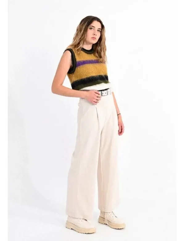 Wide Leg Pants - Cream