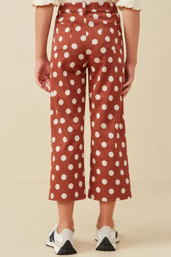 Wide Leg Polka Dot Patch Pocket Knit Pants