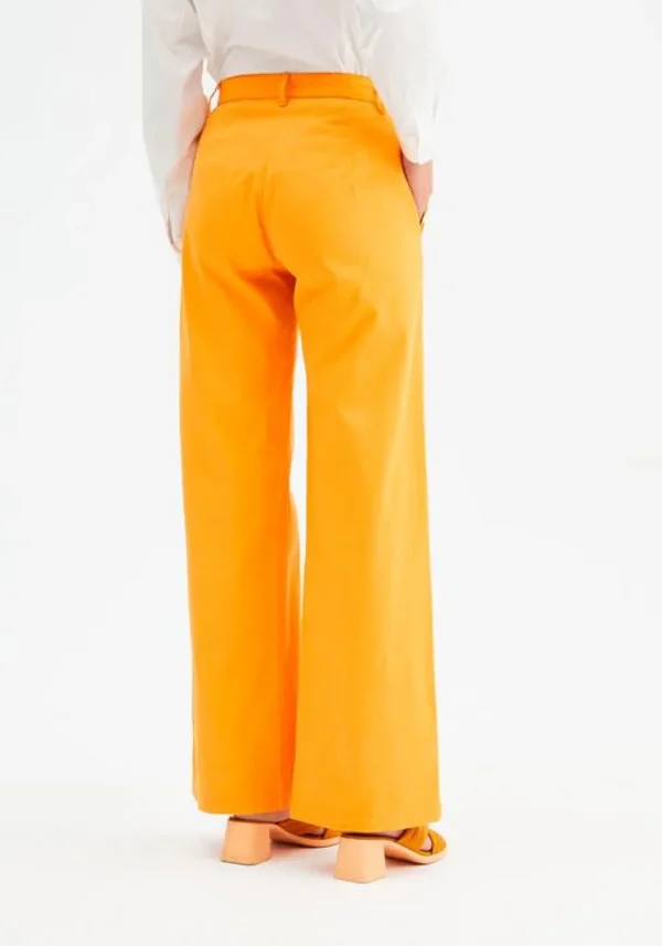 Wide-Leg Trousers Zig-Zag Detailing (Orange)