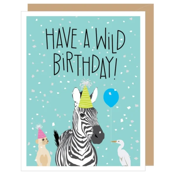 Wild Birthday Zebra Birthday Card