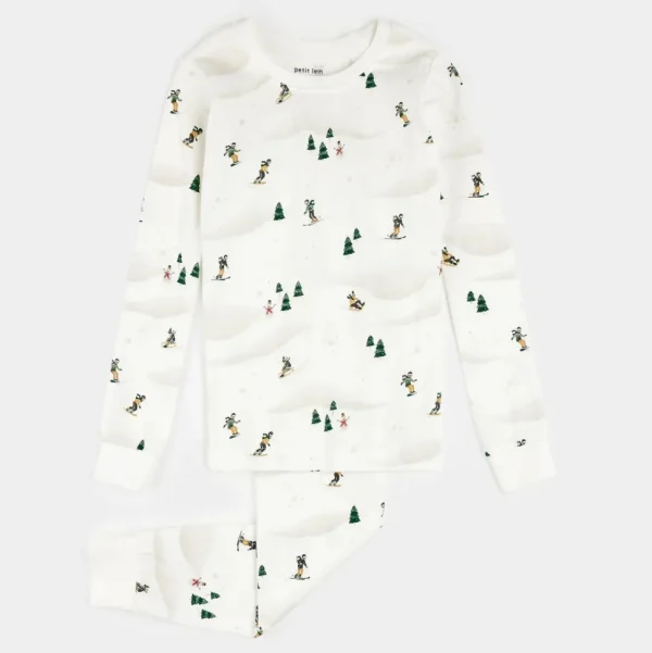 Winter Fun Print PJ Set - Off White