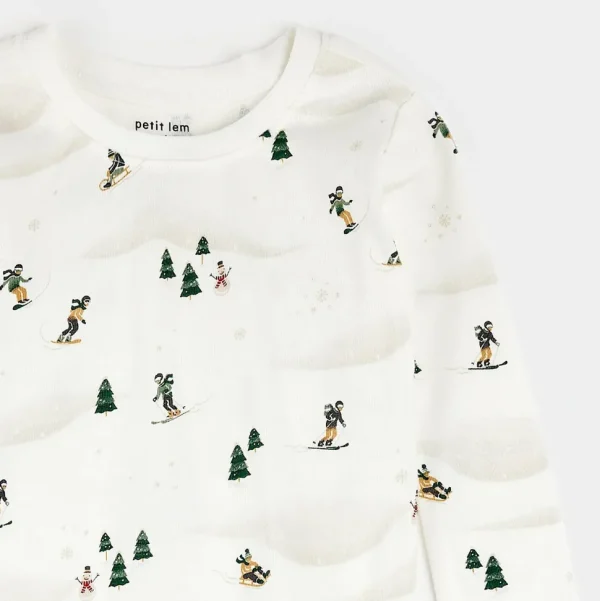 Winter Fun Print PJ Set - Off White