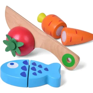 Wooden Pretend Cutting Play Food Set for Kids - 12 pcs