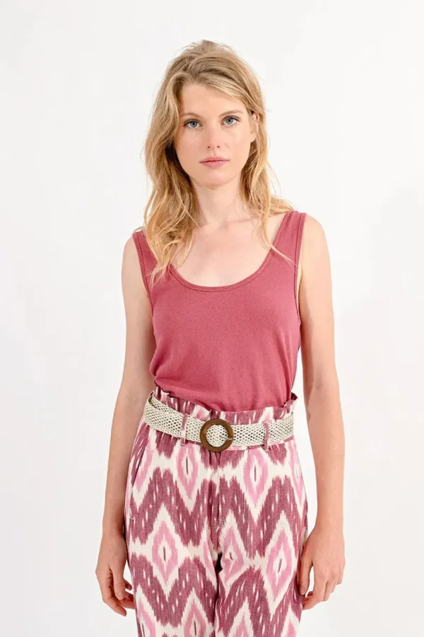 Woven Belt with Round Buckle - Offwhite